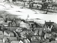 The First Globe Theatre or Rose Theatre (engraving