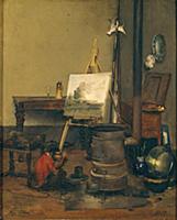 XOU181971 The Painter's Monkey (oil on canvas) by 