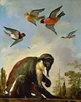 RAF80096 Chained monkey in a landscape by Hondecoe