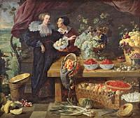 XIR220239 The Fruit Seller (oil on canvas) by Bouc
