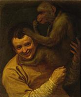 SCP50261 Man with Monkey, 1590-91 (oil on canvas) 