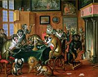 XAM70744 The Smoking Room with Monkeys (oil on cop