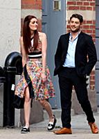Lydia Hearst and Jon Abrahams on the set of the mo