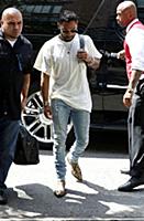 Miguel arrives at a downtown hotel in New York Cit