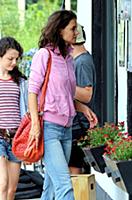 Katie Holmes and Stefania Owen on the set of the m