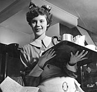 Betty Bond, a waitress of a tea room in Wales
24 