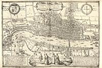 Map - Plan of London, circa 1573.  This plan is re