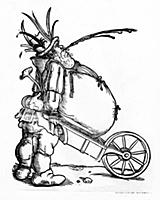 Fat man with wheelbarrow (H Weiditz) - Mittelungen