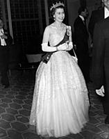 Accompanied by the Duke of Edinburgh, H.M The Quee