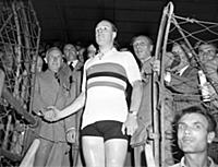 Reg Harris after winning world sprint championship