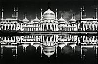 Vintage black and white image of Brighton Pavilion