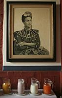 Mexico City, Mexico: A painting of Frida Kahlo han