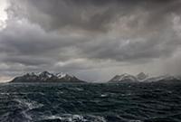 Stormy south Atlantic Ocean with heavy clouds, Sou