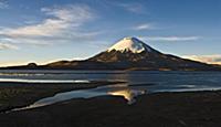 Sunset over the Parinacota Volcano and Chungara La