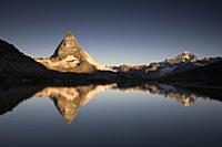The Matterhorn with reflection in Riffelsee Lake, 