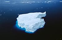 Aerial view of iceberg showing bulk of its mass is