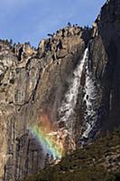 Rainbow in waterfall mist, Yosemite Falls, Yosemit