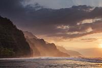 Coastal cliffs at sunset, Na Pali Coast State Park
