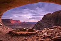 Stone cricle at twilight, False Kiva, Canyonlands 