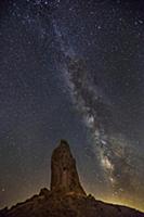 Milky Way over tufa pinnacle, Trona Pinnacles, Cal
