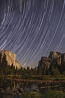 Star Trails over El Capitan at night, Yosemite Val