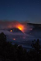 The Lake Fire, forest fire at night during the dro