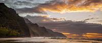 Coastline at sunset, Na Pali Coast State Park, Kau