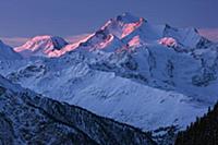 North side of the Dom and Mischabel massif  at sun