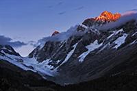 Lang Glacier and the Bernese Alps at sunset,Valais