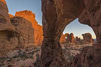 Double Arch seen through Cove Arch, Arches Nationa