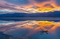 Water in pan at sunrise,  Cottonball Basin, Death 
