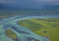 River patterns from melting glacier Olfusa river, 