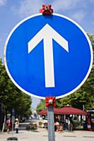 Germany, Berlin, Mitte, temporary blue one way tra