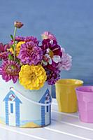 Bouquet of dahlias and zinnias