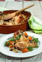Запеченная курица с тыквой и грибами