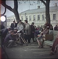Кадр со съемок фильма «Девушка без адреса».