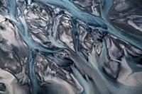 Ледниковые реки с высоты птичьего полета. Исландия
