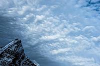 Detail of mountain top and storm clouds, Reine, Lo