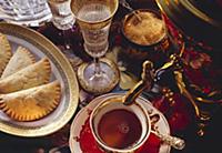 Cup of Tea with Pastries; Pirozhki