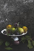 still life with pears and lemons