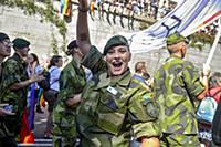 Participants of the annual gay pride parade march 