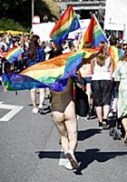 Participants of the annual gay pride parade march 