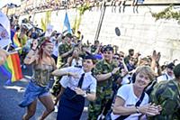 Participants of the annual gay pride parade march 