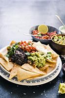 Home made nachos with four toppings
