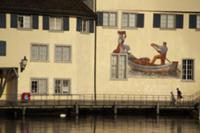 Цюрих (Zurich), Швецария. На фото - настенная живо