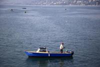 Цюрих (Zurich), Швецария. На фото - рыбалка на Цюр
