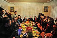 Местные жители за праздничным столом, Ивано-Франко