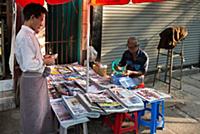MYANMAR / Yangon / 2015 / Newsstand at Anawrahta R