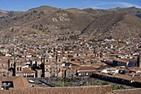 PERU / Cusco / View across historic town of Cusco 