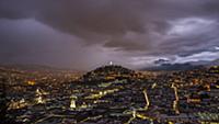 Quito, the capital of Ecuador at night. View of th